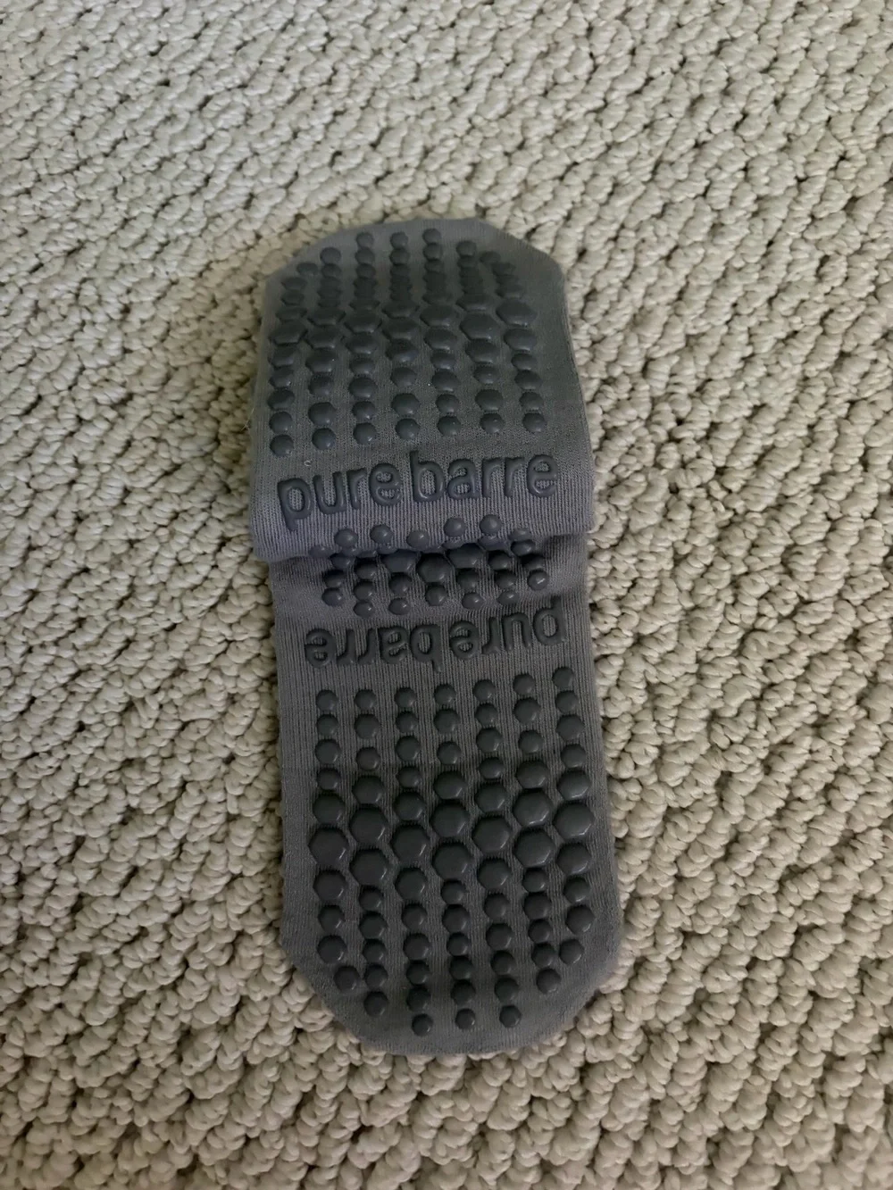Pure Barre Gray Ankle Socks with Red & Blue Flag Accent
